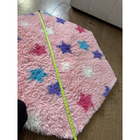 Pink Fluffy Hexagon Area Rug for Girls Room - Picture 4 of 6